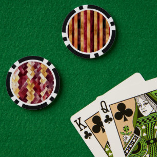 Burgunder Gold Pfirsich Streifen Pokerchips