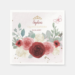 Burgunder-Gold-Schmetterlings-Diadem Floral Quince Serviette