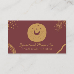 Burgunder goldene Mond Sterne Spirituelle Reiki Visitenkarte