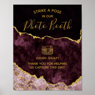 Burgunder Goldfolie Achat Fotobox Hochzeitsschild Poster