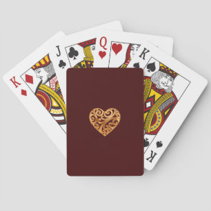 Burgunder-Goldherz-Symbol der Liebe Spielkarten