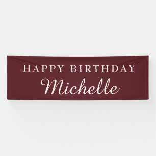 Burgunder Happy Birthday Name   Banner