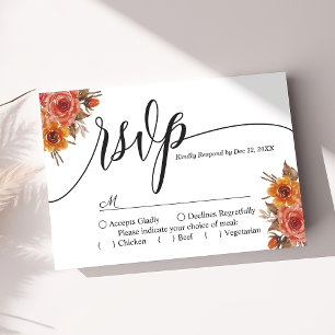 Burgunder Herbst Herbst Florale Hochzeit RSVP Kart Karte