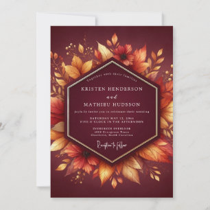 Burgunder-Herbst-Hochzeit Einladung