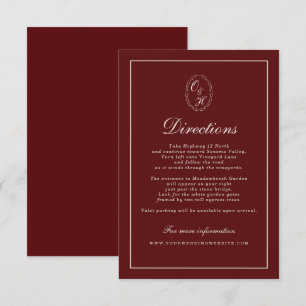 Burgunder-Herbst-Hochzeitswegweiser-Karte Begleitkarte