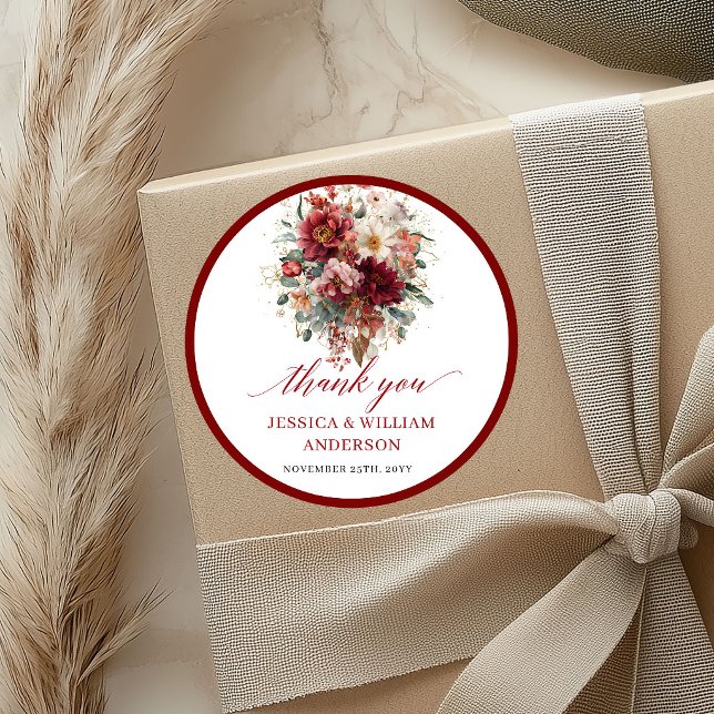 Burgunder Herbst Marsala Hochzeit Aufkleber Design (Burgundy Fall Marsala Wedding Sticker Design

)
