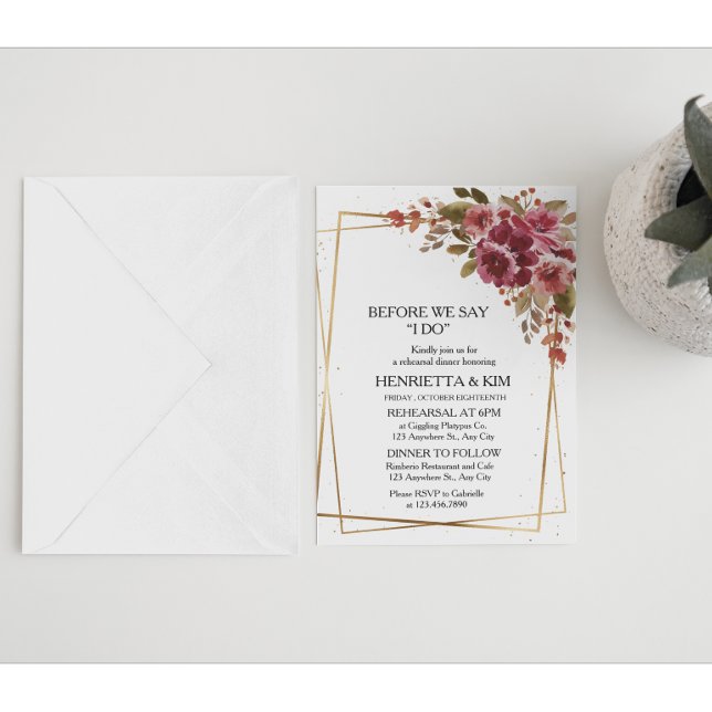 Burgunder Herbst oder Herbst Thema Probe Abendesse Einladung (Von Creator hochgeladen)