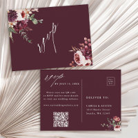 Burgunder-Herbstromanze-Hochzeit QR-Code-RSVP