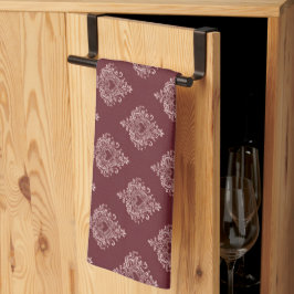 Burgunder-Herz-Damask-Küchentücher Geschirrtuch