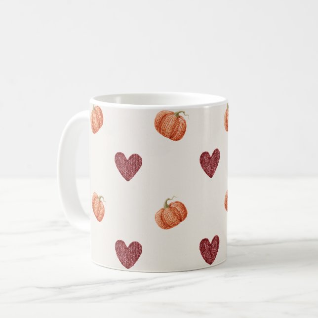 Burgunder-Herz-Kürbisse Kaffeetasse (Vorderseite Links)