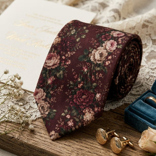 Burgunder Hochzeit im Blumenstil Krawatte