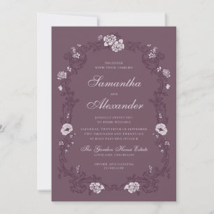 Burgunder Hochzeit im botanischen Garten Vintage Einladung