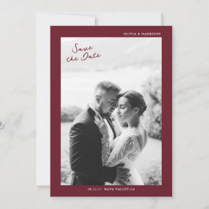 Burgunder Hochzeit im Herbst Save the Date Einladung