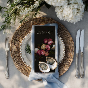 Burgunder Hochzeit Menü mit Blumen und Eleganz Menükarte