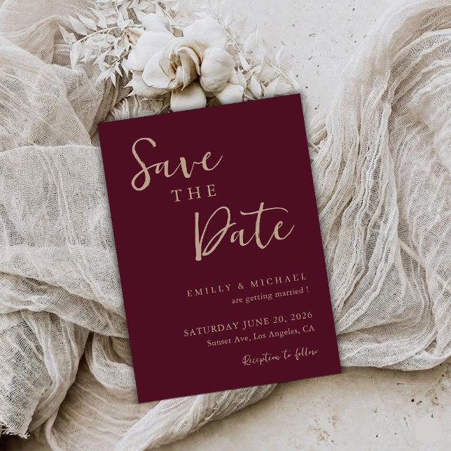 Burgunder Hochzeit Save The Date Elegant Maßgeschn (Von Creator hochgeladen)