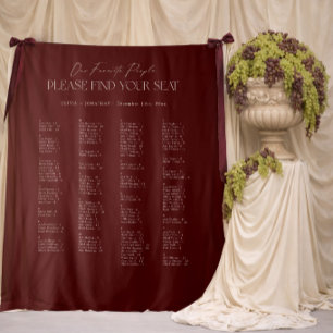 Burgunder Hochzeit Sitzordnung Alphabetisch Stoff Wandteppich