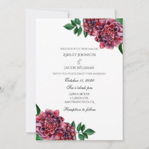 Burgunder Hochzeitseinladung floral. Dahlien einla Einladung