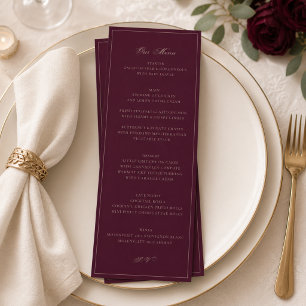 Burgunder Hochzeitsmenükarte Formelle Rezeption Menükarte
