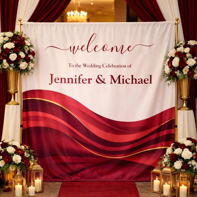 Burgunder Hochzeitsschild Wandteppich (Burgundy Wedding Sign Tapestry )