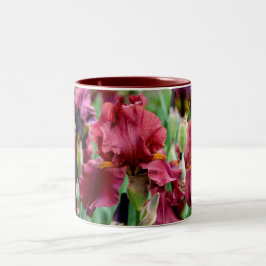 Burgunder-Iris-Blumen-Tasse Zweifarbige Tasse