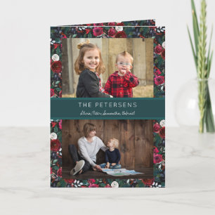 Burgunder Jägergrün Florales Weihnachten 2 Fotos
