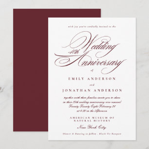 Burgunder Kalligrafie 40. Hochzeitstag Einladung