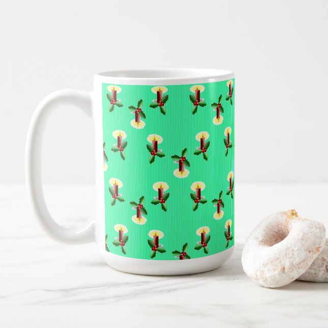Burgunder Kerze mit Weihnachtslieder Kaffeetasse (Mit Donut)