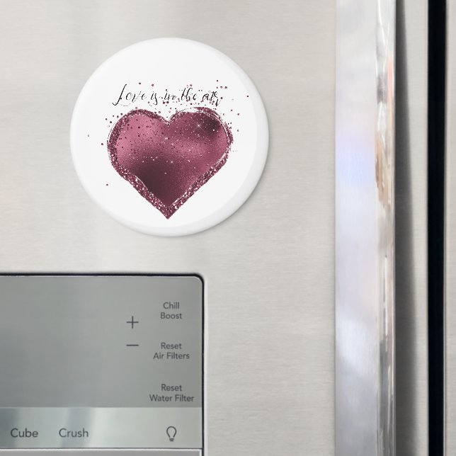 Burgunder-Kirsch-Glitter-Funkeln-Herz-Liebe  Magnet (In Situ (Kühlschrank))
