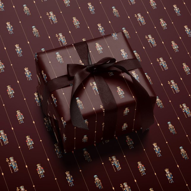 Burgunder klassisches Nussknacker-Geschenkpapier Geschenkpapier (Von Creator hochgeladen)