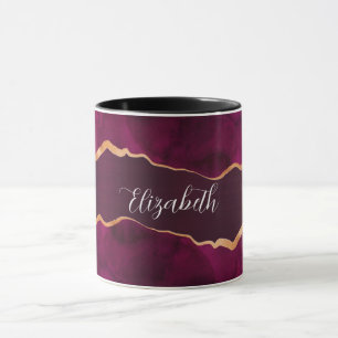 Burgunder lila Goldgräbermarmorname Tasse