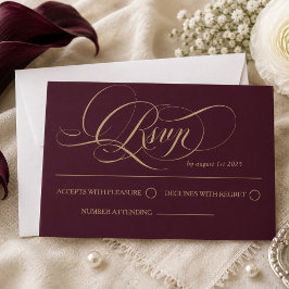 Burgunder Luxus-Hochzeit RSVP Karte