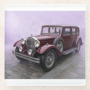 Burgunder Luxuslimousine 1930er Jahre Glasuntersetzer