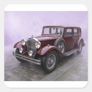 Burgunder Luxuslimousine 1930er Jahre Quadratischer Aufkleber