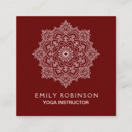 Burgunder-Mandala-Yoga-Lehrer Quadratische Visitenkarte