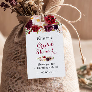Burgunder Marsala Blumen Hochzeit Favor Geschenkanhänger