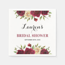 Burgunder-Marsala-Blumen-Hochzeitsdusche-Papier