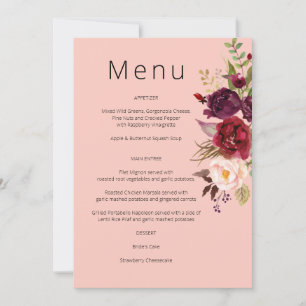 Burgunder-Marsala- und Rosé-Blumenmenü - Pink 2 In Einladung