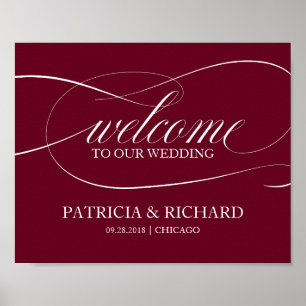 Burgunder Marsala Willkommen Auf Unserer Hochzeit  Poster