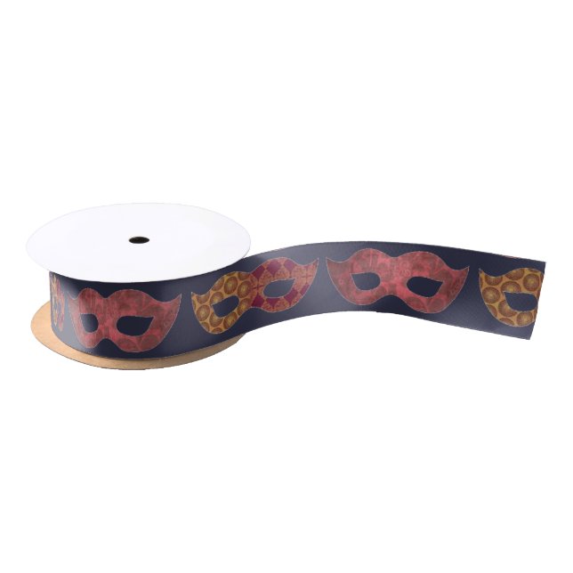 Burgunder-Masken-Muster Satinband (Spule)