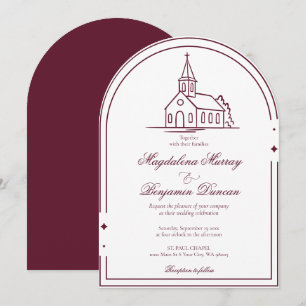 Burgunder Merlot Christliche Kapelle Kirchenhochze Einladung