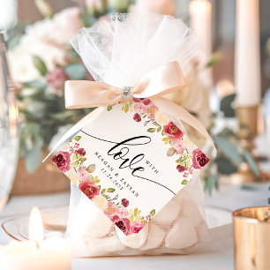 Burgunder Merlot Floral Hochzeit Mit Liebe Geschenkanhänger