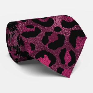 Burgunder Metallischer Leopardenprint Krawatte