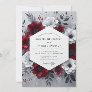 Burgunder Moody Botanische Hochzeit Einladung