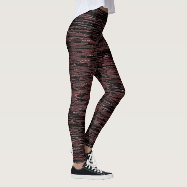 Burgunder Mosaik mit grobem Hintergrund Leggings (Rechts)