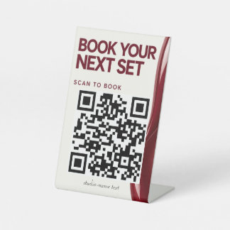 Burgunder-Nagelsalon-Termin-QR-Code-Theke-Schild Sockelschild