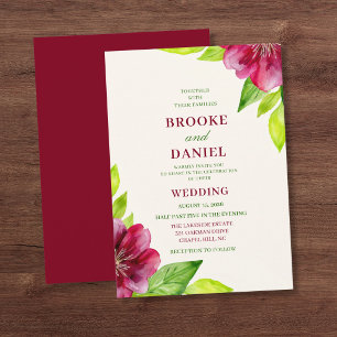 Burgunder Open Bloom Lime-Blatt-Hochzeit Einladung