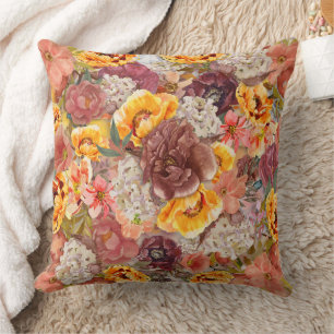 Burgunder Orange Creme Floral Khaki Herbst Kissen