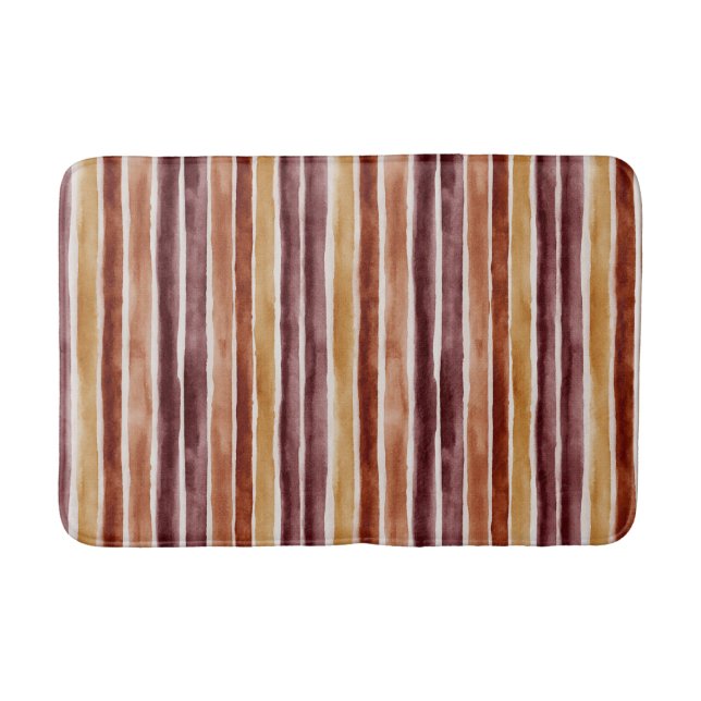 Burgunder Orange Creme Streifen Badematte (Vorderseite)