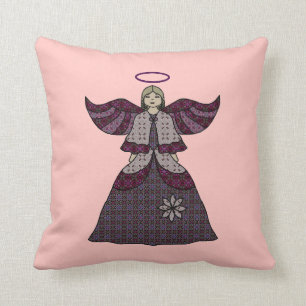Burgunder-Patchwork-Engel Kissen