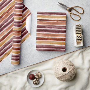 Burgunder Pfirsich Orange Rot Streifen Geburtstag Geschenkpapier
